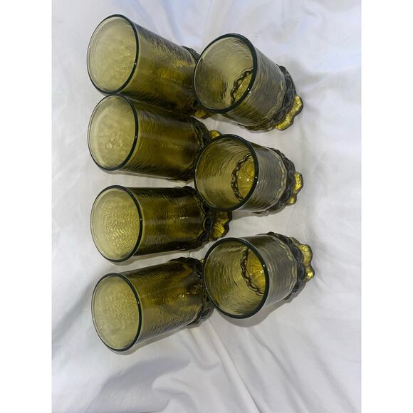 Vintage Wine Goblets Tiffin Franciscan Madeira Glasses Avocado Olive Green Heavy - Picture 3 of 8